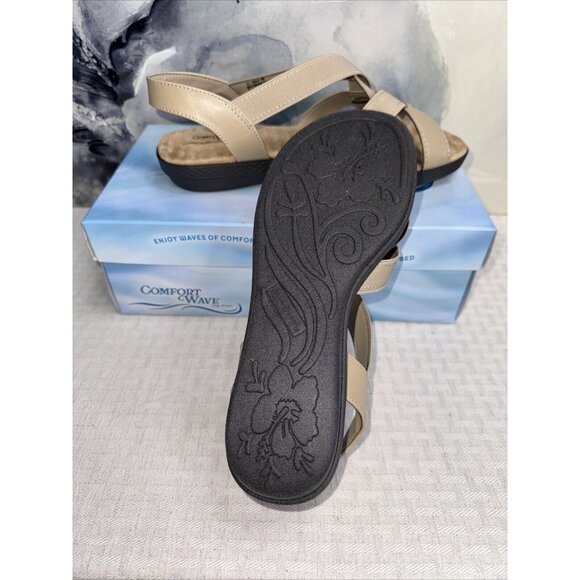 Easy Street Comfort Wave Janice Size 9 W Womens Slip On Sandal Natural Gore - Picture 10 of 11